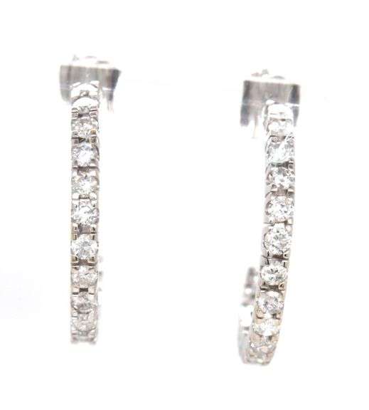 14kt White gold lab grown diamond half hoops