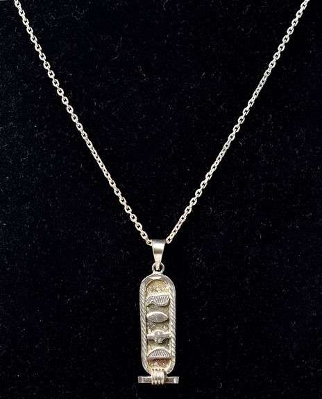 Egyptian Designed Pendant Necklace in Sterling Silver