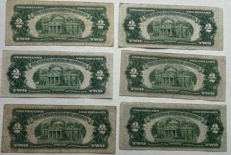 1928 D F G $2 US Red Seal Notes