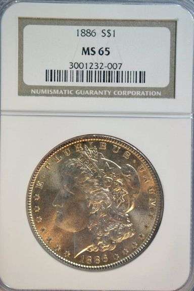 Superb Gem BU 1886 Morgan Silver Dollar. NGC MS65
