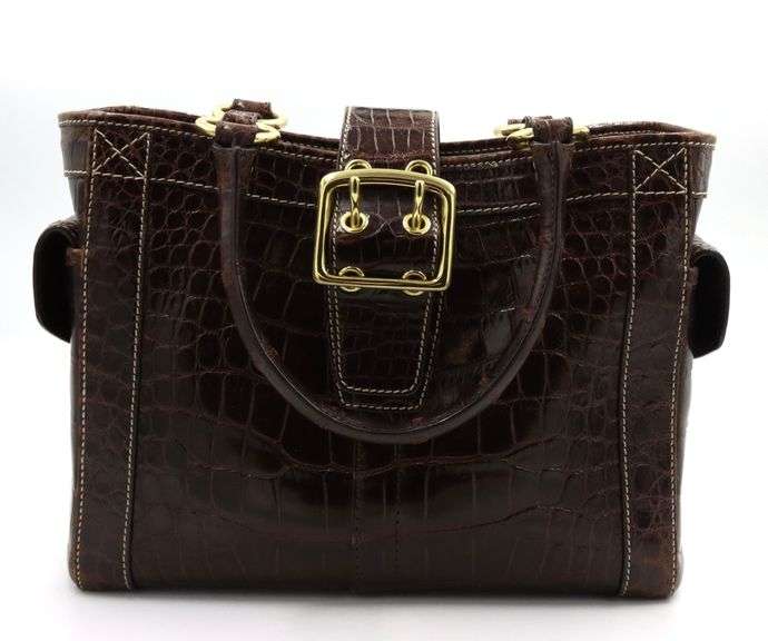 Coach Embossed Alligator brown leather tote