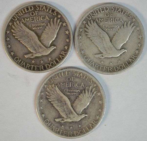 1924 in VF and 1927 & 1929 in XF Standing Liberty Quarters