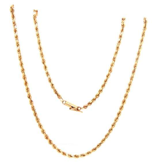 Always Popular 14K YG Diamond Cut Rope Necklace