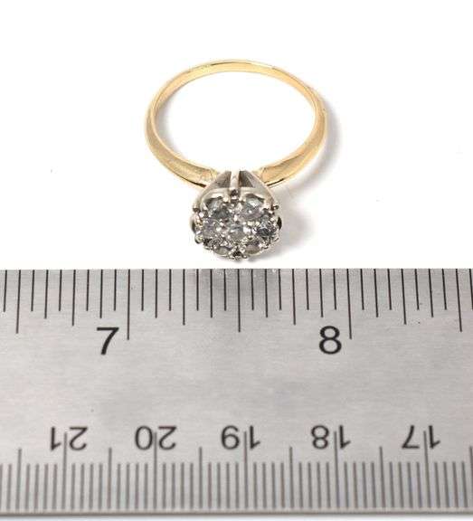 Sparkling 14K Yellow Gold Approx. 0.66CTW Diamond Cluster Top Ring