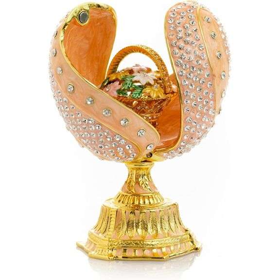 Russian-Style Crystal Egg Trinket Box