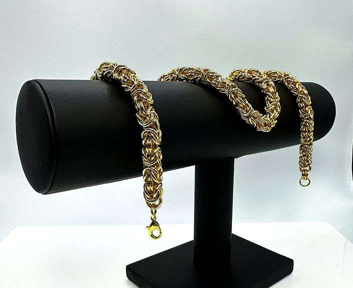 Huge 125 Gram 18 Kt. Gold Plated Byzantine Chain Necklace