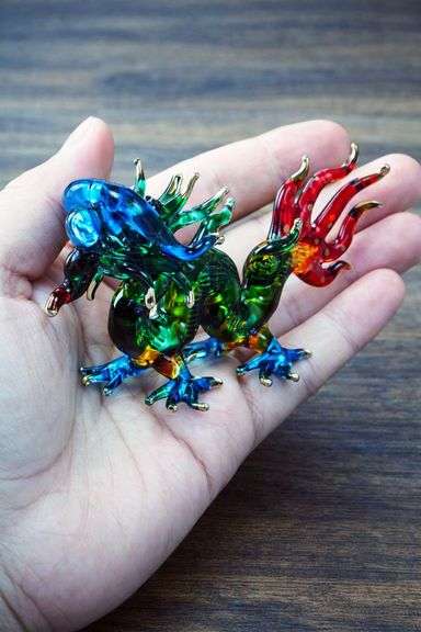 Hand Blown Glass Miniature Chinese Dragon Figurine