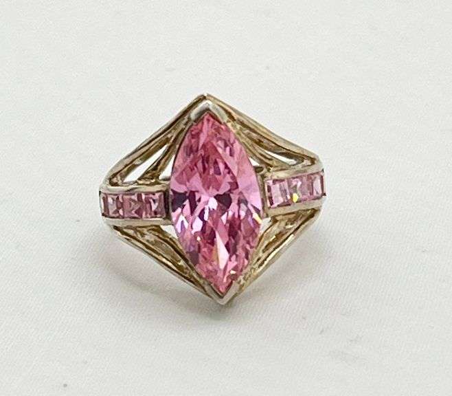 925 Sterling Silver Marquise Pink Ameythyst Ring