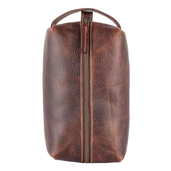 Genuine Leather Unisex Dopp Kit - Rustic Brown