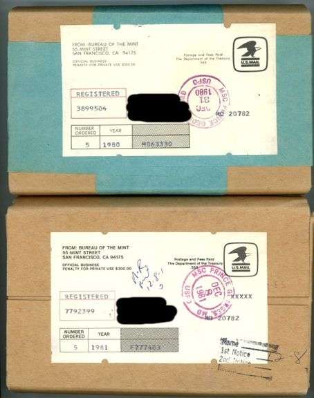 2 Unopened Boxes of 5 US Mint Sets: 1981 and 1982