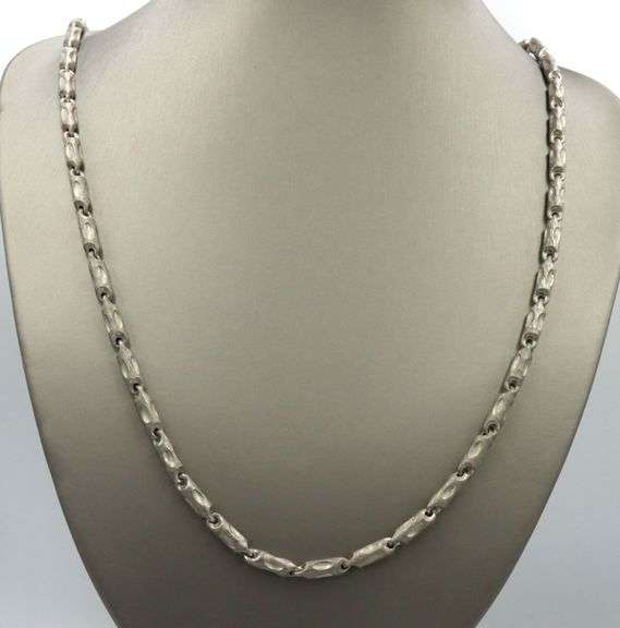 Vintage 925 sterling silver bone link chain necklace