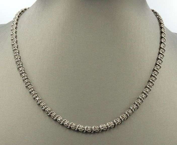 925 Sterling silver cubic zirconia link chain necklace