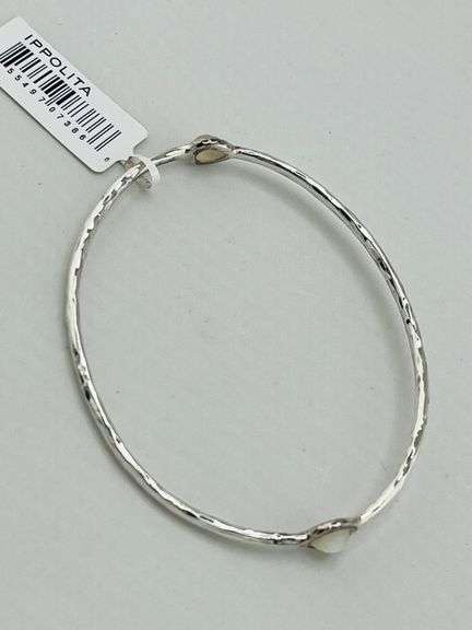 925 Serling Silver Ippolita Hammered Oval Moon Stone Bangle