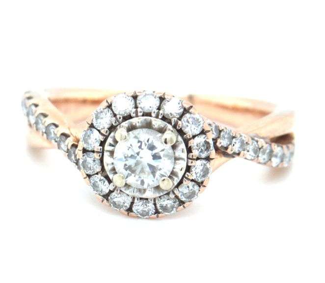 Sweet Little 14K YG Diamond Halo Ring