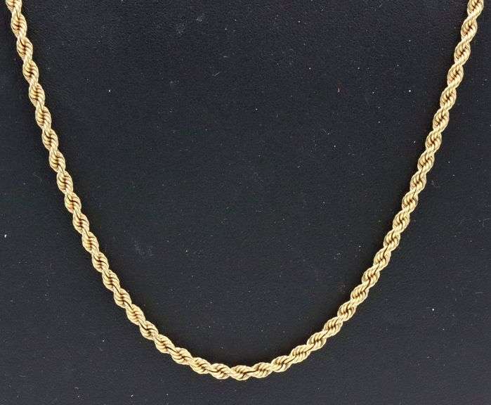 14kt Yellow gold long rope chain necklace