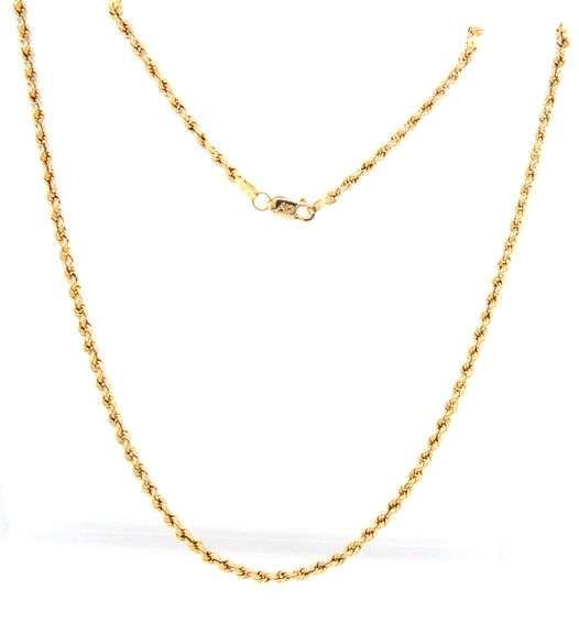 Fashionable 14K YG Hollow Rope Necklace