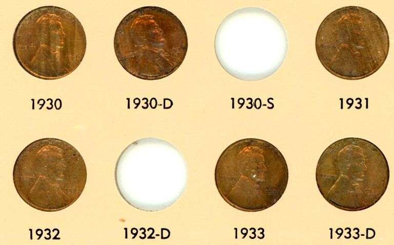 6 Diff. Choice R&B Uncirculated Lincoln Cents 1930 to 1933-D in album page