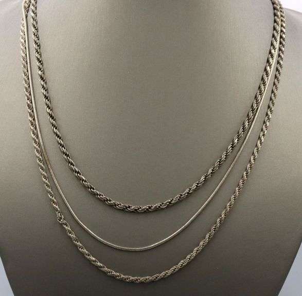 Group lot of 3 Vintage 925 sterling silver chains