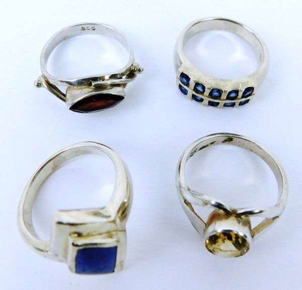 4 Sterling Silver Gemstone Rings