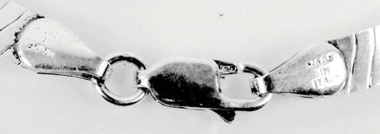 Italian Sterling Silver Herringbone Omega Neckpiece