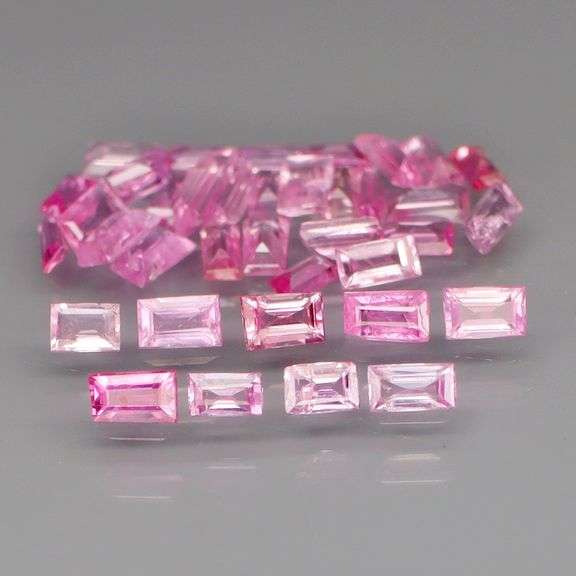 Baguette cut! 2.64ct set of Sapphires with candy pink hues!