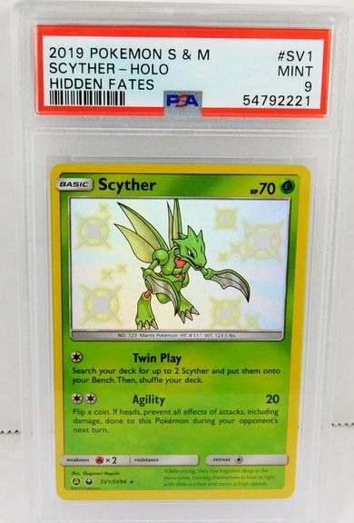 Pokémon 2019 Scyther-Holo Hidden Fates, #1, Mint 9