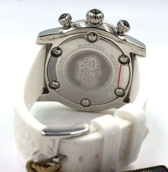 Glam Rock white dial stainless steel watch