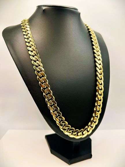 Huge 201.5 Grams 14 Kt Yellow Gold Plate Cuban Curb Link Chain Necklace
