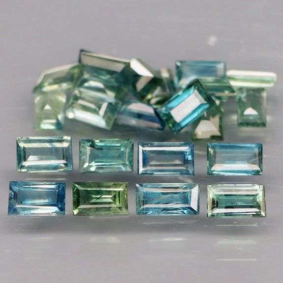 Exotic 3.06ct 24pc single vein blue green Sapphire set