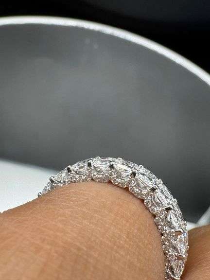 14K White Gold Antique Radiant Cut Wedding Band of Lab Diamonds of 3.70ct