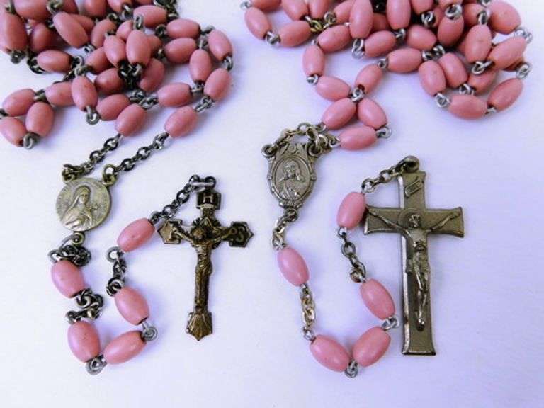 2 Vintage Pink Rosaries
