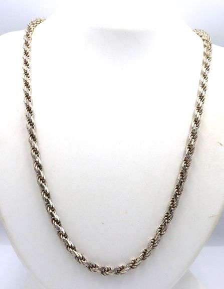 Italian Vintage 925 sterling silver rope chain necklace