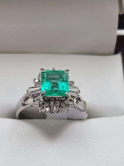 Stunning Emerald And Diamond Ring 1.86 C.T.W.
