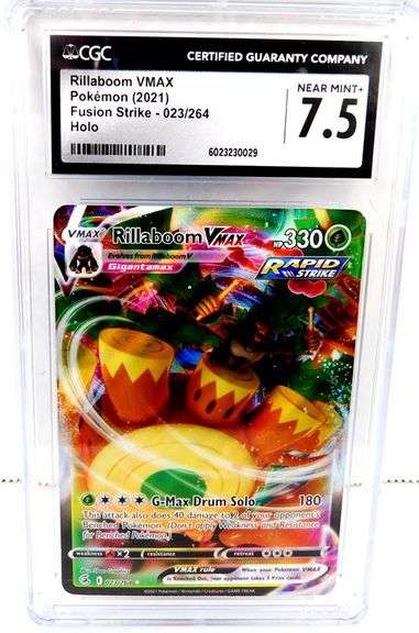 Pokémon 2021 Rillaboom VMX Fusion Strike Holo Card, 7.5NM