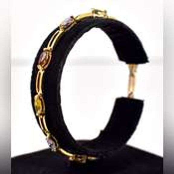 Colorful Cz Gemstone Bracelet in Vermeil Sterling Silver.