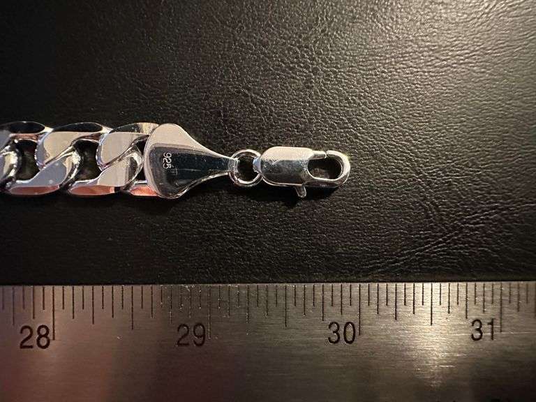 Huge 122.4 Gram .925 Sterling Silver Plated Italian Figaro Link Necklace