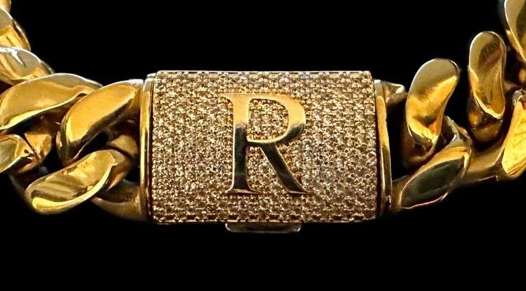 Monogramed Initial "R" Curb Link Bracelet