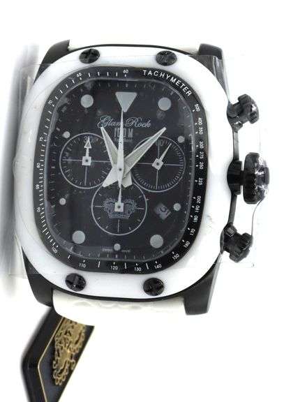 Glam Rock rectangle chronograph black quartz watch