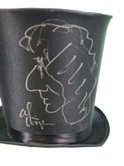Alice Cooper Autographed Tophat Full Sketch & Display Stand Exact Video Proof
