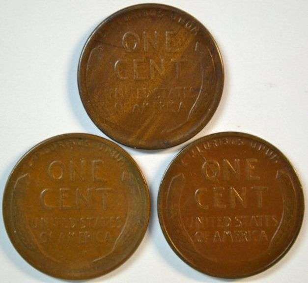 1921-S, 1922-D, & 1924-S Lincoln Cents in Choice AU+