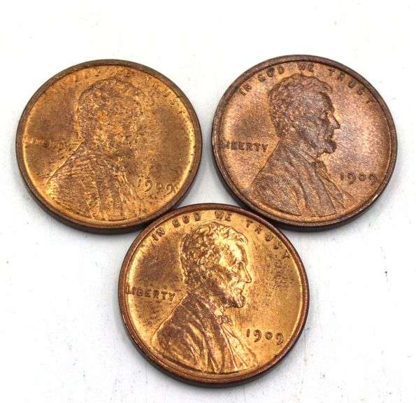 Two Red  Unc 1909 VDB & a 1909 Red Unc Lincoln Cent