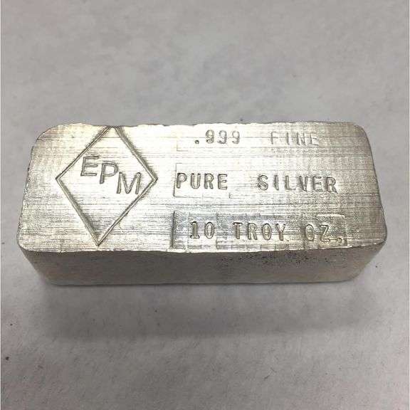 Vintage Poured EPM 10 Oz Silver Bar