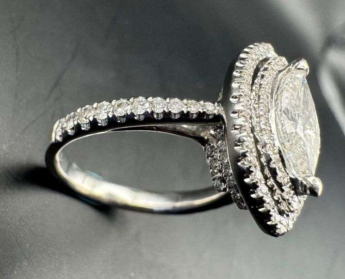 14K White Gold Marquise Cut Diamond Cut