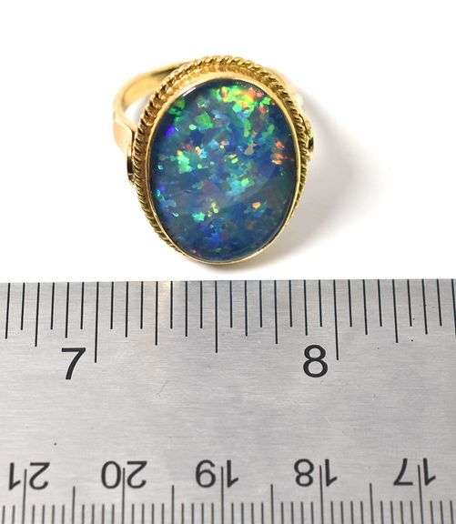 Perfect 22K Yellow Gold Opal Mosaic Ring