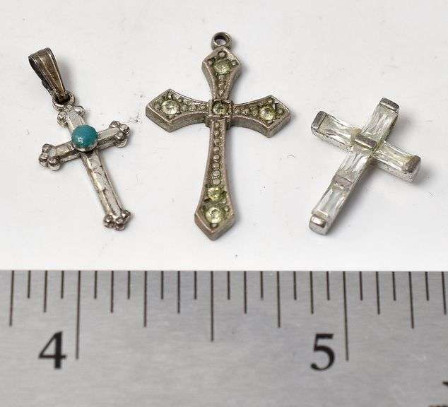 Three Cross Pendants in Sterling Silver
