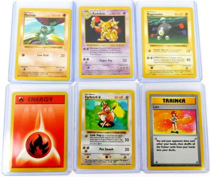 6 Pokémon 1999 Shadowless Trade Cards