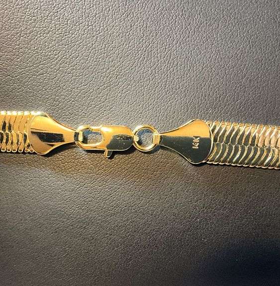 Sharp 35.5 Gram 14 Kt Gold Plated Herringbone Necklace