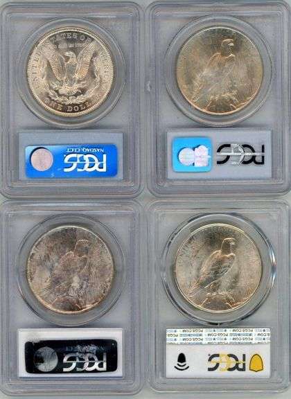 4 Diff. Frosty-white PCGS MS64 graded Silver Dollars 1921 to 1925