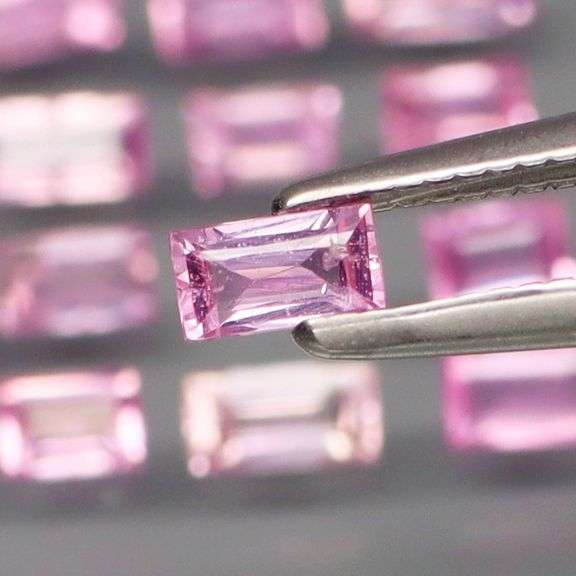 Baguette cut! 2.65ct set of Sapphires with candy pink hues!