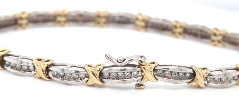 Nice 8" 10k W&Y Gold Diamond Bracelet